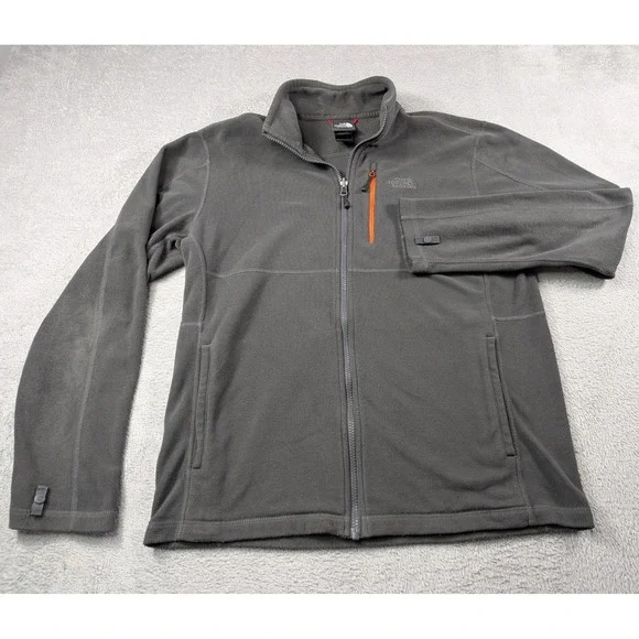 The North Face Mens Polartec Classic Full Zip Fleece Jacket Gray Orange Size M - Picture 2 of 11